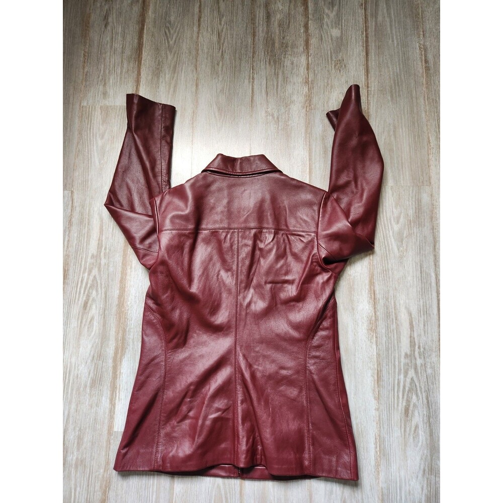 VTG Colebrook Essentials Genuine Leather Jacket Burgundy Zip Front Sz M GUC USA - Picture 9 of 9